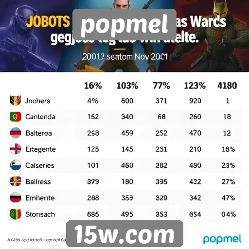 Estatísticas de jogos em alta no site Popmel